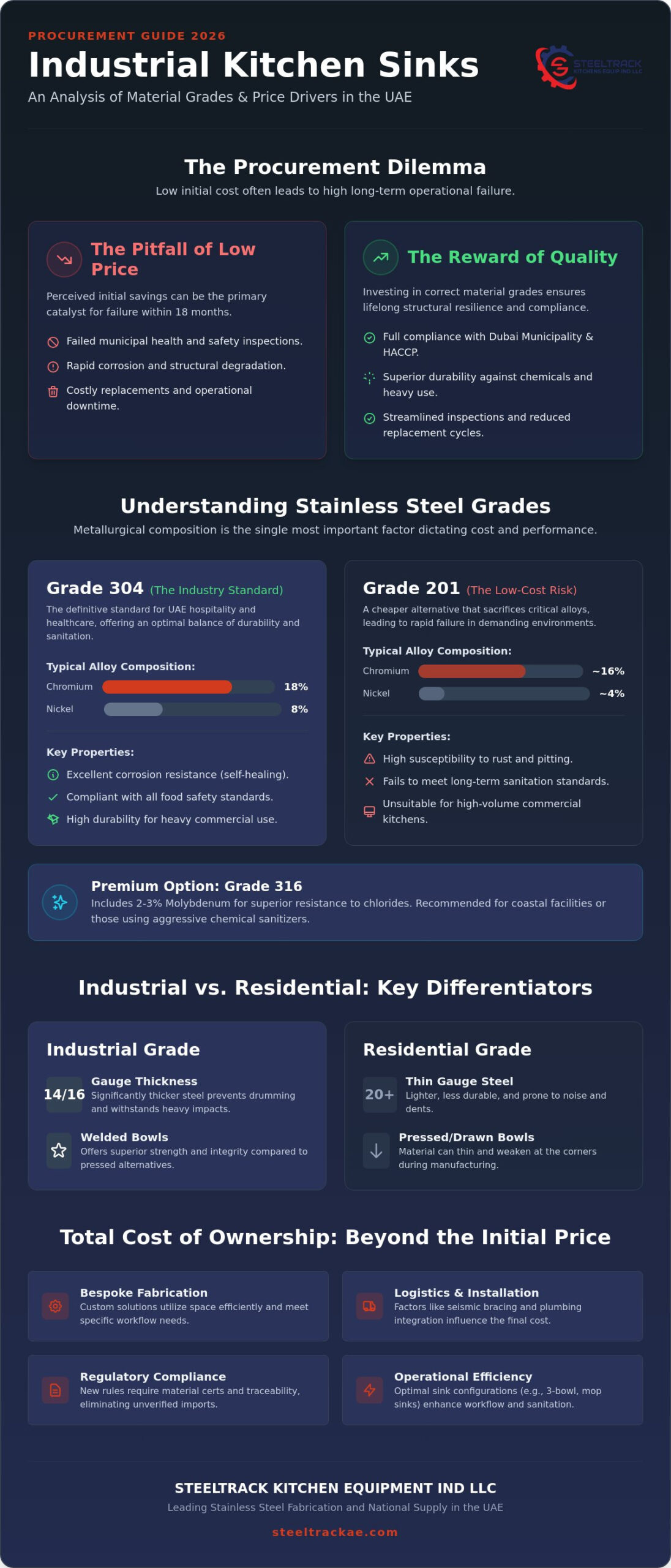 Industrial Kitchen Sinks Price in Dubai: The 2026 Procurement Guide for UAE Commercial Facilities