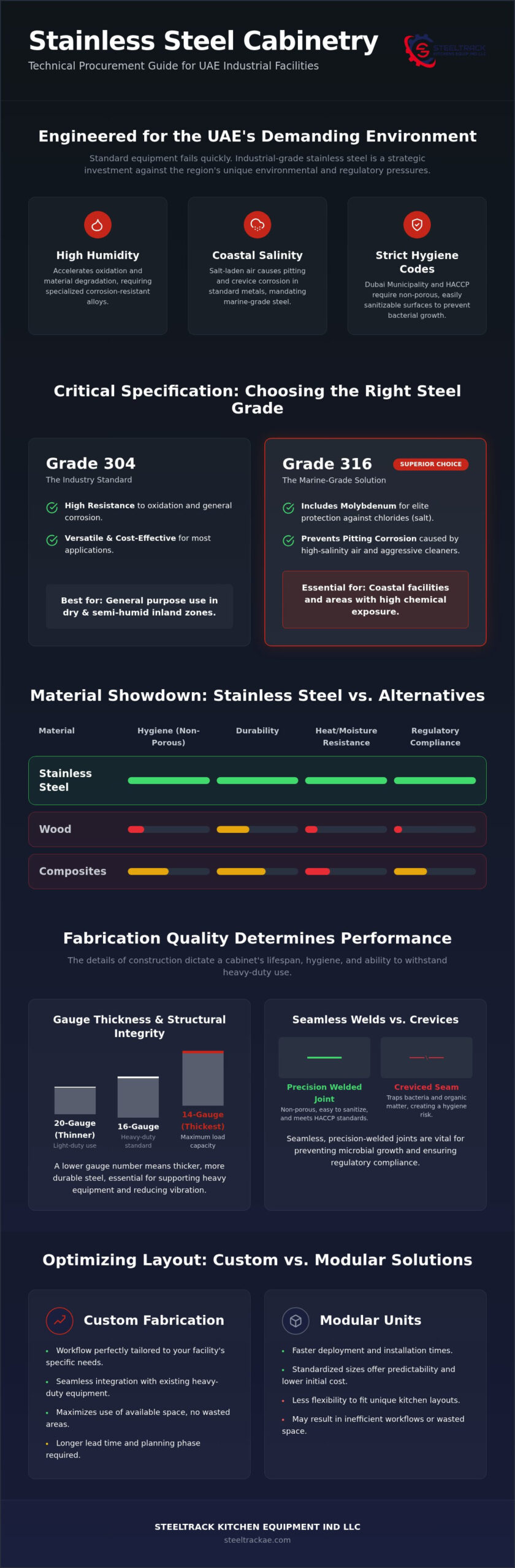 Stainless Steel Kitchen Cabinets in the UAE: A Comprehensive B2B Guide to Industrial Cabinetry