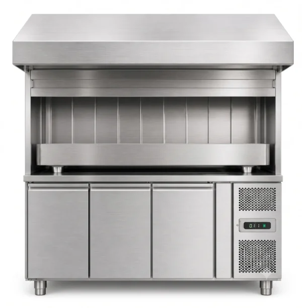 Charcoal BBQ with 3 Door Under Counter Chiller
