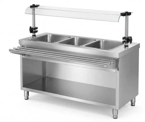 Hot Bain Marie 3GN Pan with Sneeze Guard
