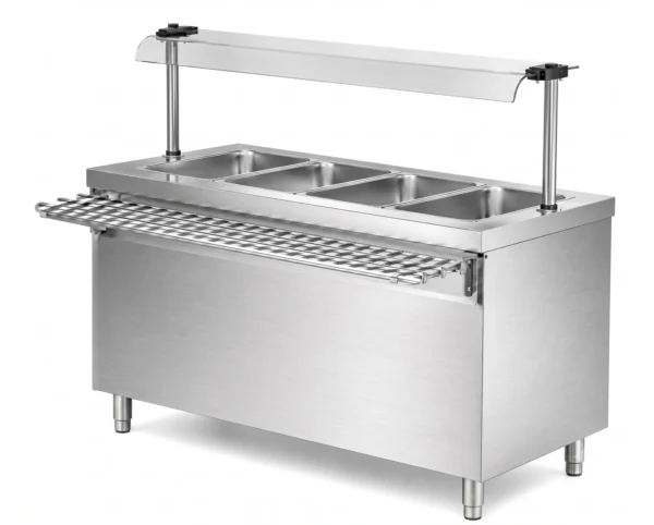 Hot Bain Marie 4GN Pan with Sneeze Guard